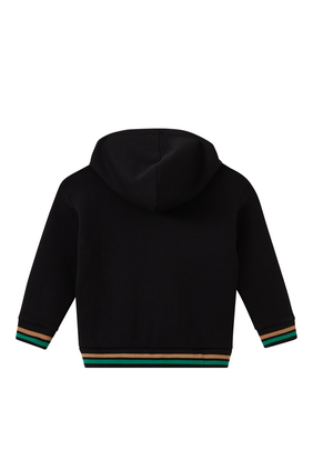 Logo Patch Striped Hoodie in Cotton
